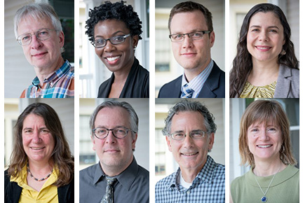 head shots of eight people