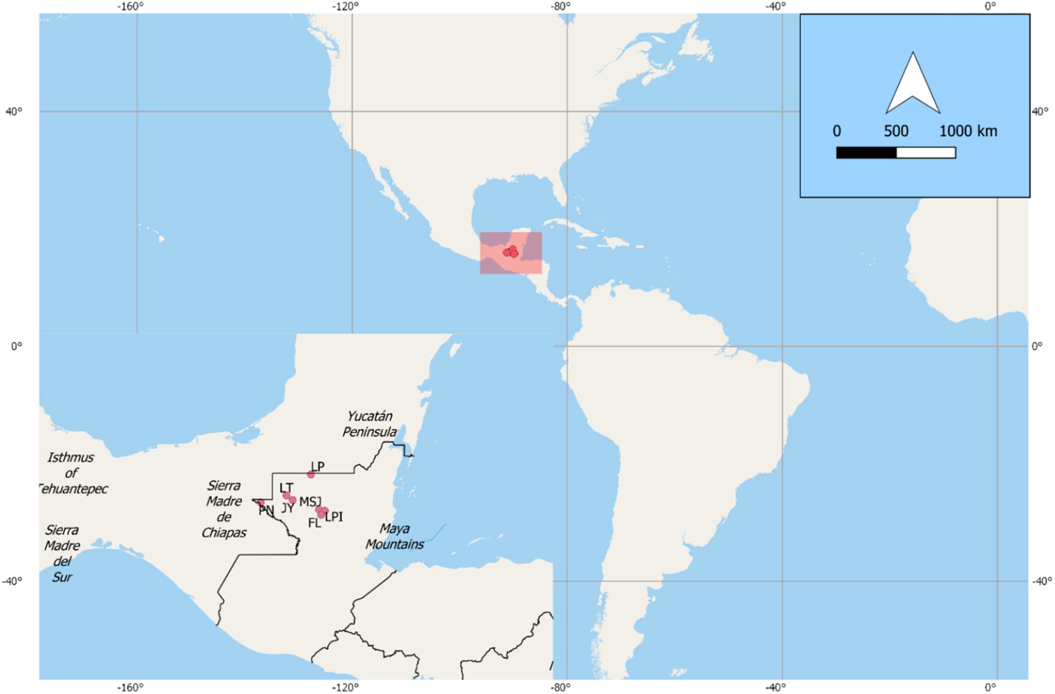 blue and white map graphic, with inset and scale