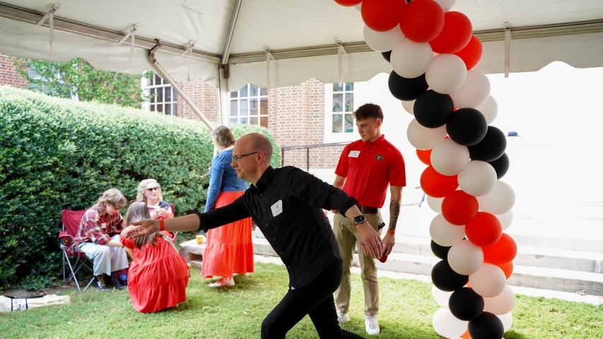 photo of two people playing game