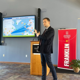 Bernard presenting his work