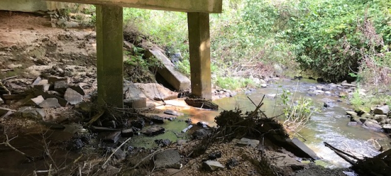 photo of bridge support and water