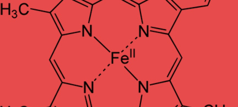 molecule diagram on red