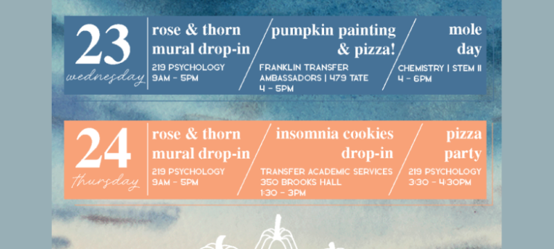 graphic with text, color, pumpkins