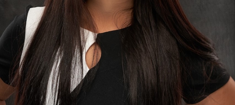 studio portrait photo of woman