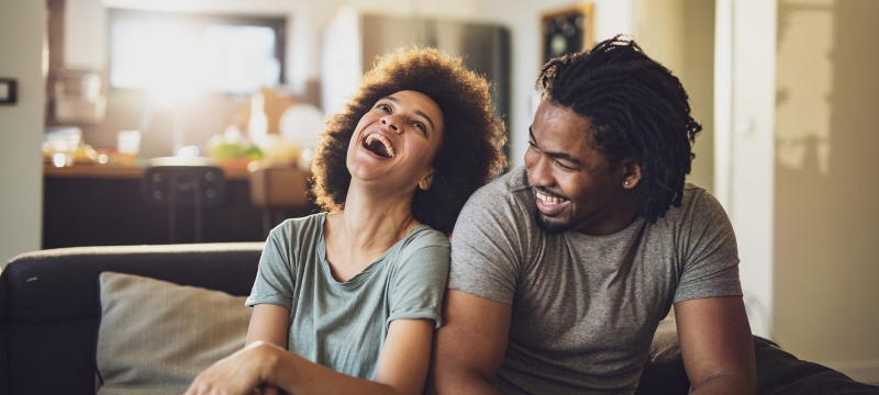 photo two people, laughing and smiling