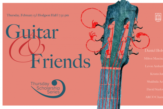 fuchsia graphic with guitar neck and text