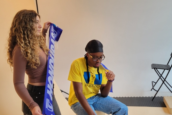 photo of two students in studio